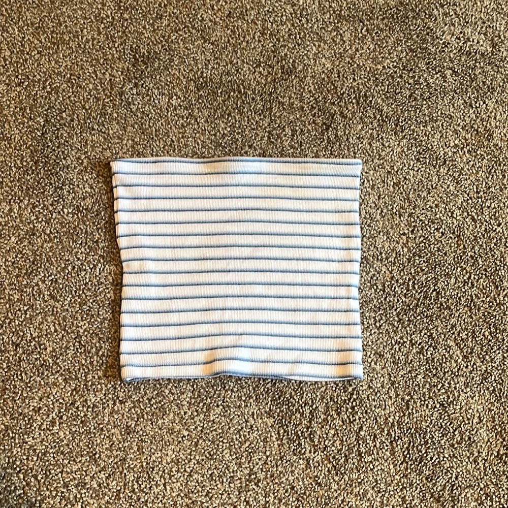 Brandy Melville cropped tube top with blue stripes